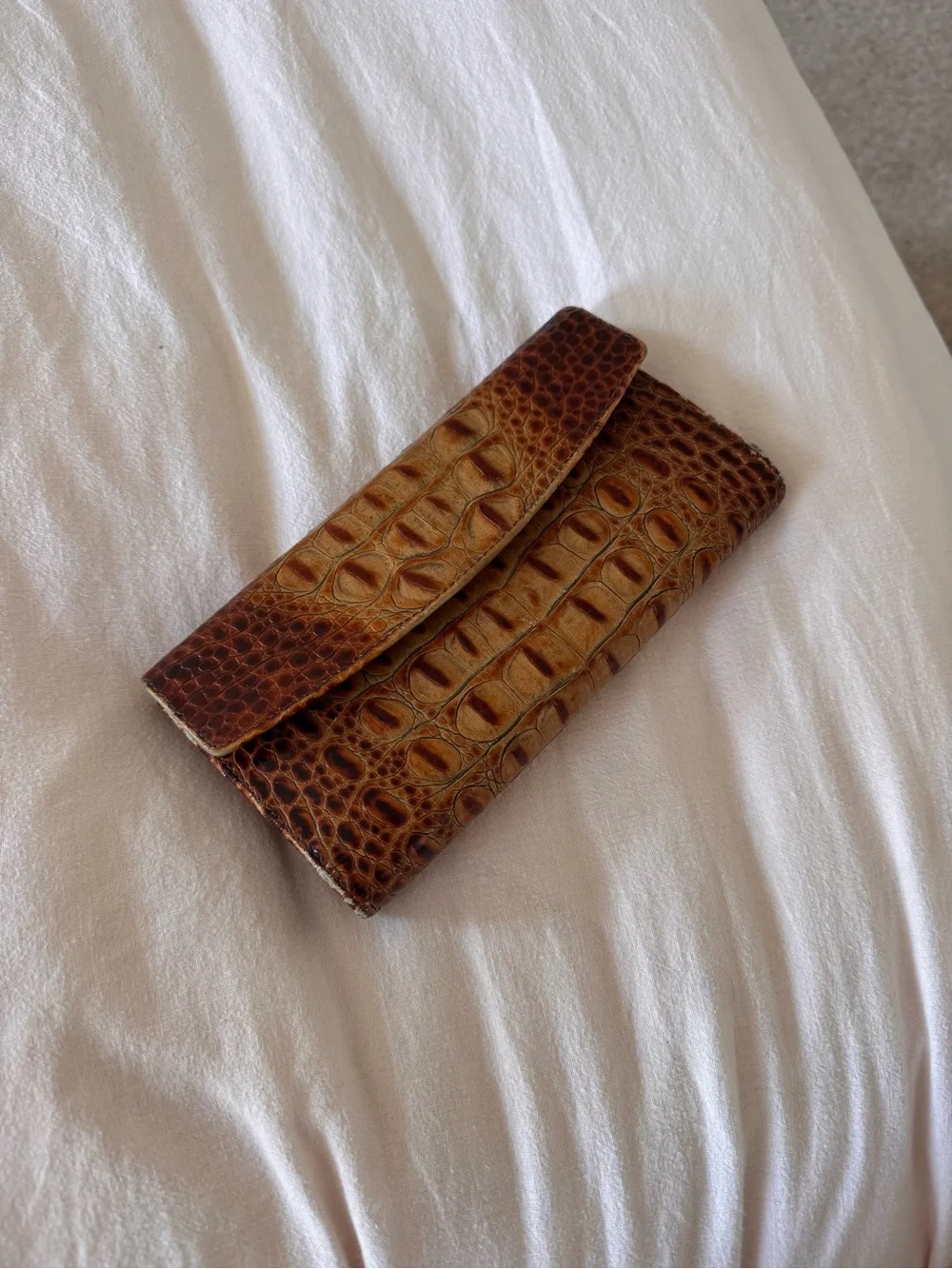 Brahmin Brown Croc-Embossed Leather Wallet - Vintage